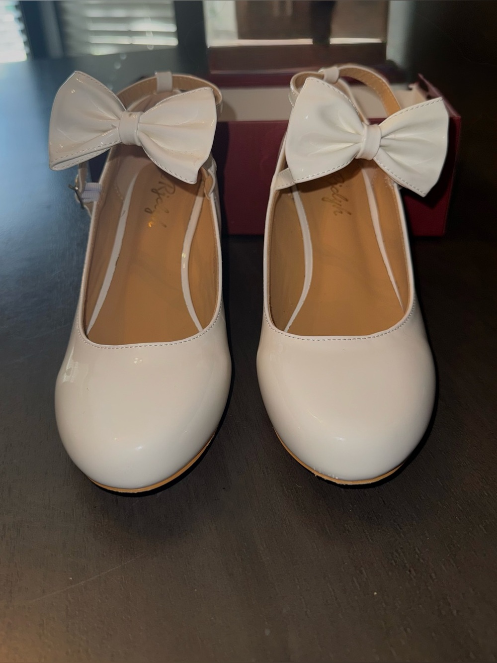 White Patent Bow Strap Women's Heels